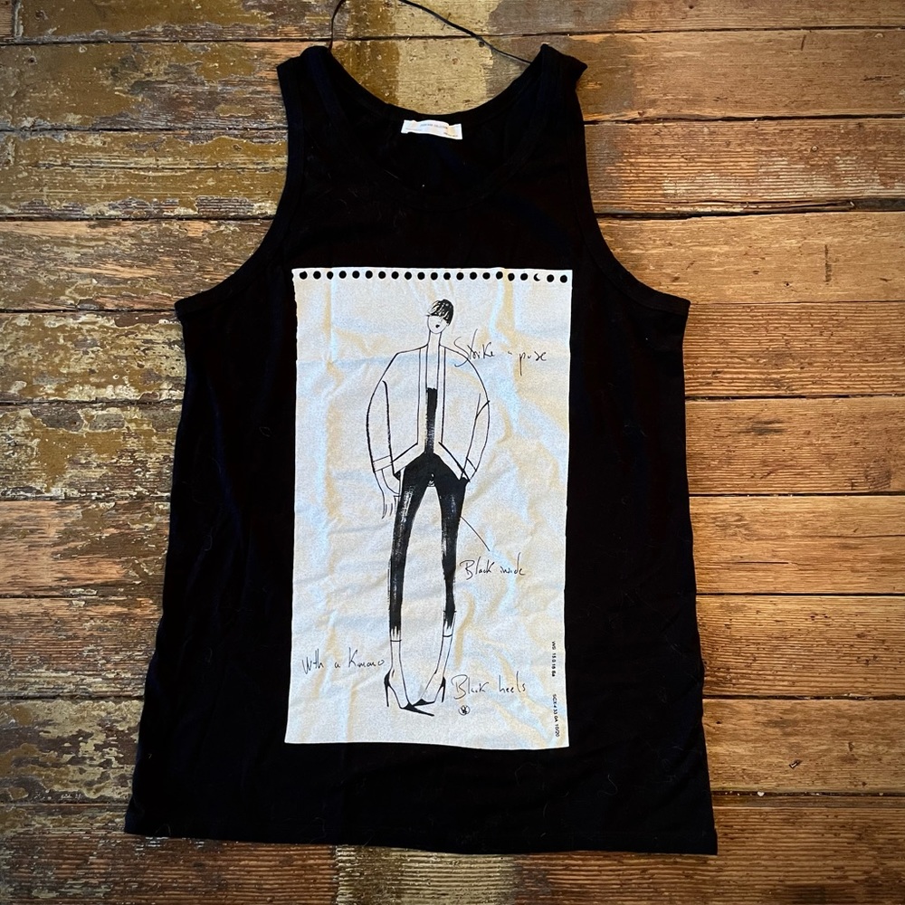 Zara Black and White Graphic Muscle Tee